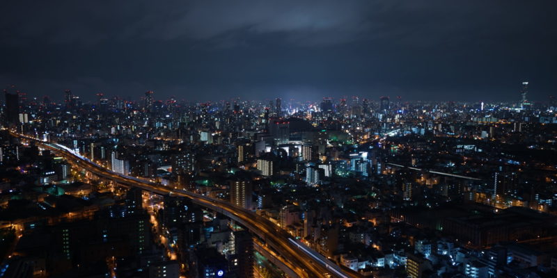大阪の夜景と伊丹空港撮影